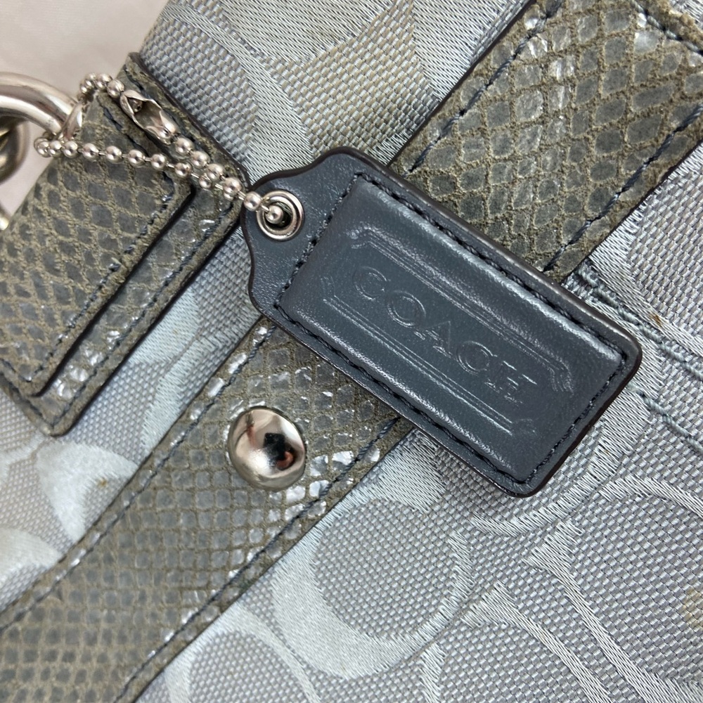 Coach Penelope Snakeskin & Silver Trim Satchel Hand Bag Grey No. B1182-F16537. - Picture 10 of 16